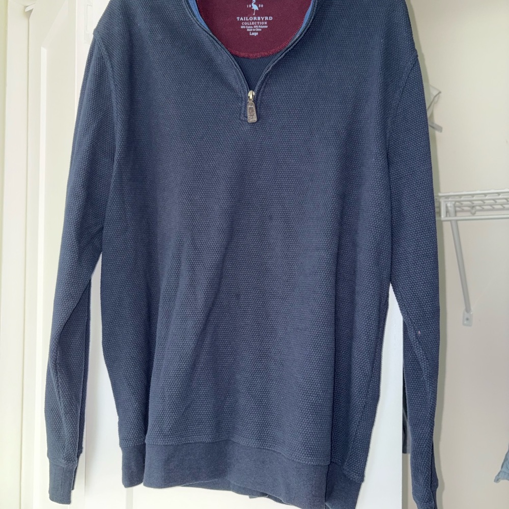 Tailorbyrd Men's Dark Blue Zip-Up Sweater